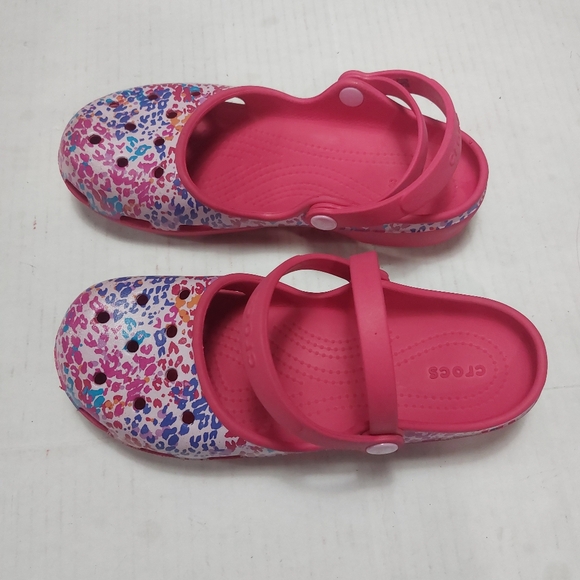 Crocs Karin Mary Jane Slip-on Clogs, Pink Leopard Lightweight Sandals Si… - Picture 4 of 13